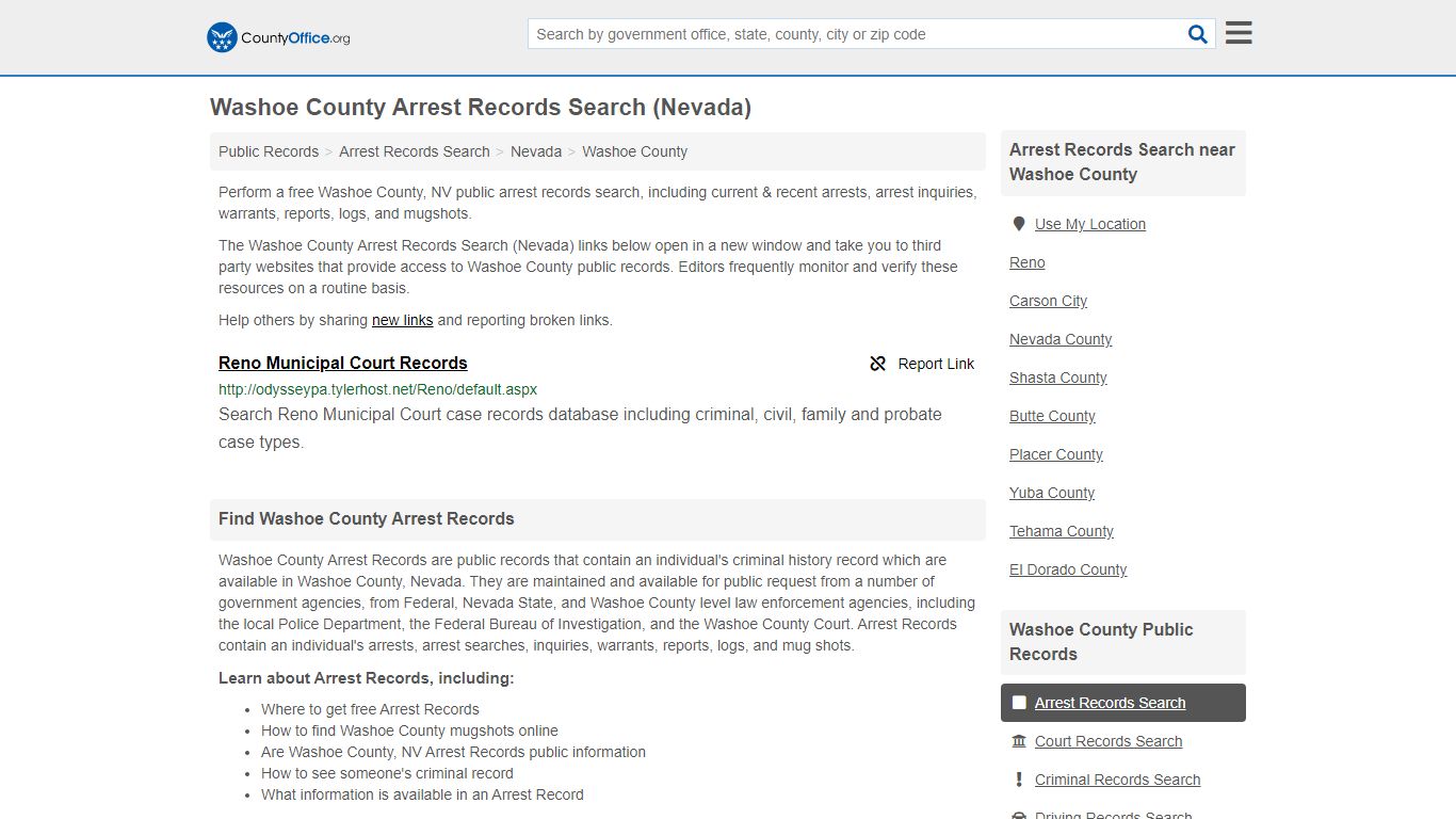 Arrest Records Search - Washoe County, NV (Arrests & Mugshots)